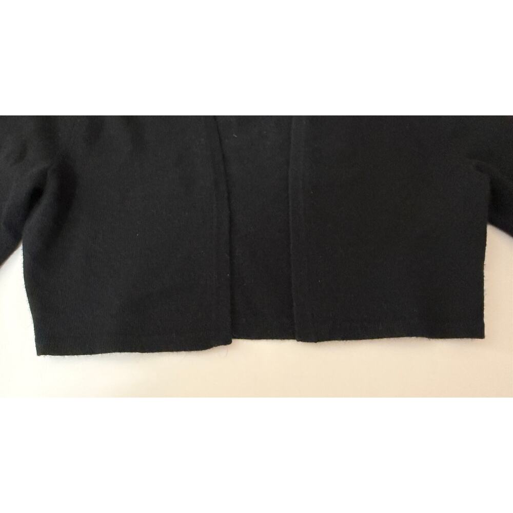 Neiman Marcus 100% Cashmere 3/4 Sleeve Open Cardigan Black Cropped Sweater Med - Picture 10 of 13